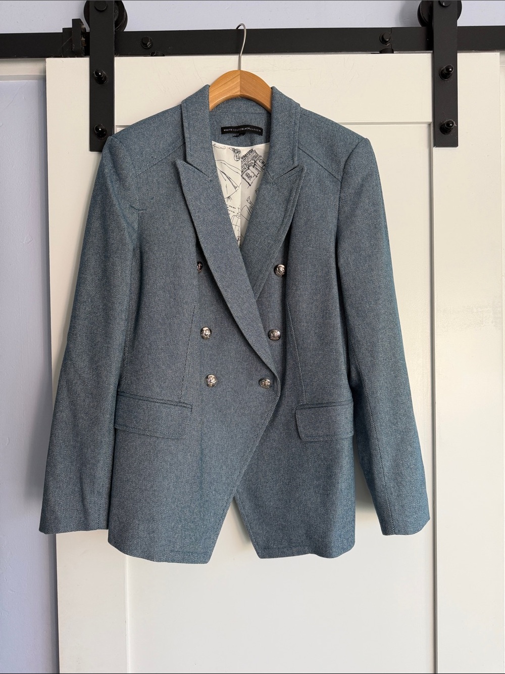 White House Black Market Steel Blue Double-Breasted Blazer